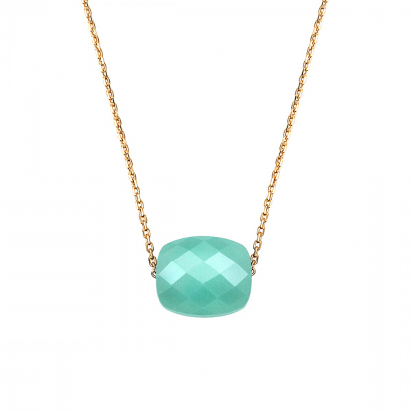 Collier Morganne Bello Or Jaune Amazonite Coussin