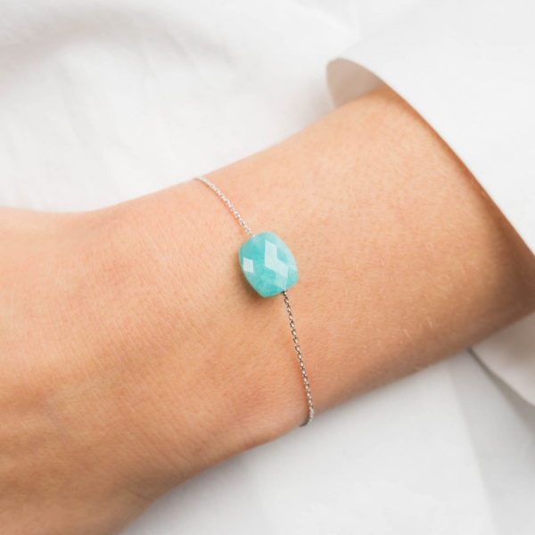 Bracelet Morganne Bello Or Blanc Amazonite Coussin