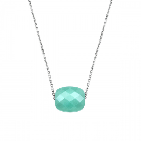 Collier Morganne Bello Or Blanc Amazonite Coussin