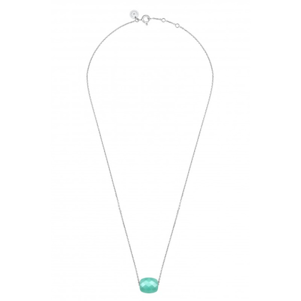 Collier Morganne Bello Or Blanc Amazonite Coussin