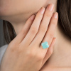 Bague Morganne Bello Or Blanc Amazonite Trèfle