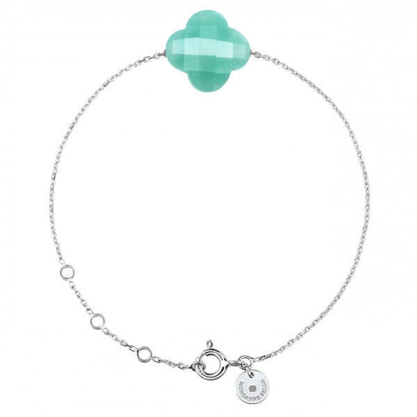 Bracelet Morganne Bello Or Blanc Amazonite Trèfle