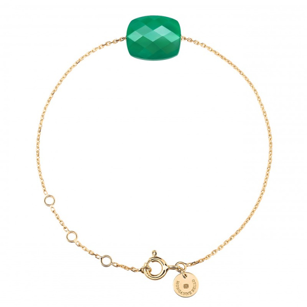 Bracelet Morganne Bello Or Jaune Agate Verte Coussin