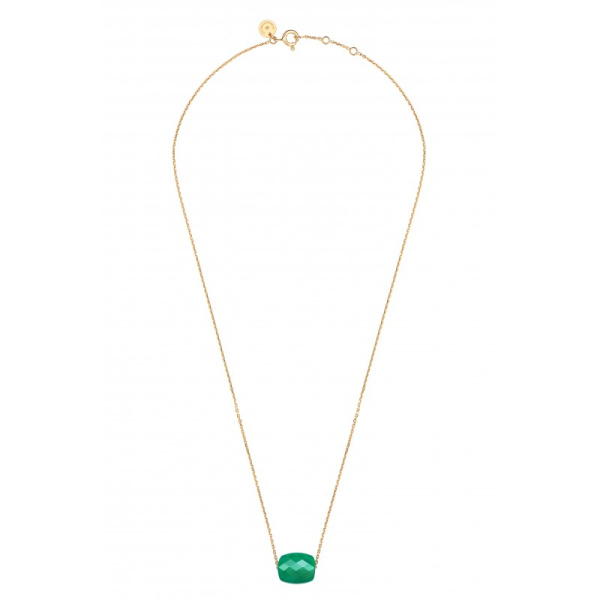 Collier Morganne Bello Or Jaune Agate Verte Coussin