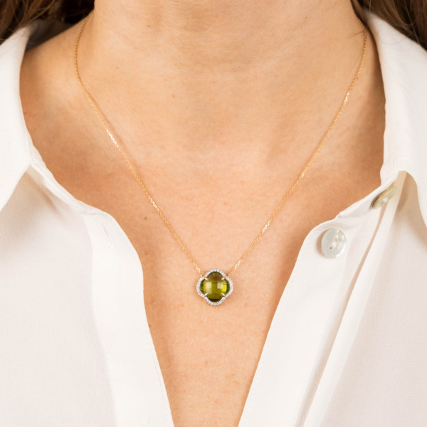 Collier Morganne Bello Victoria Diamant Or Jaune Péridot Diamants