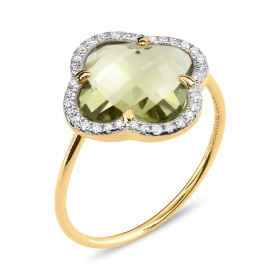Bague Morganne Bello Victoria Diamant Or Jaune Quartz Olive Diamants