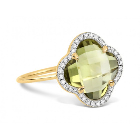 Bague Morganne Bello Victoria Diamant Or Jaune Quartz Olive Diamants