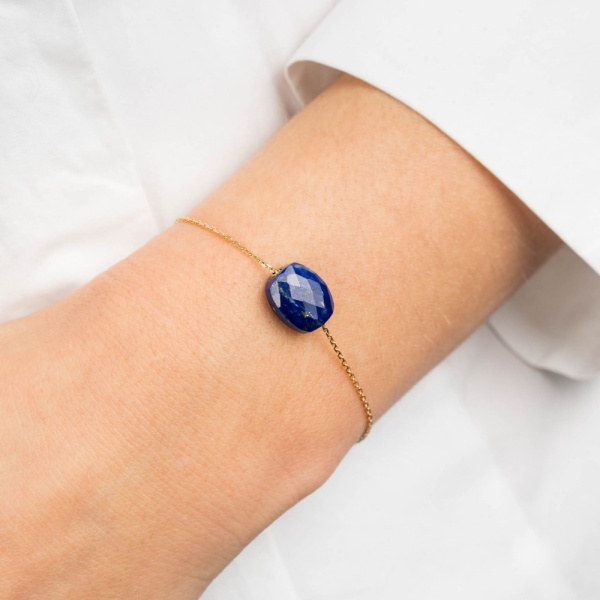 Bracelet Morganne Bello Or Jaune Lapis Lazuli Coussin