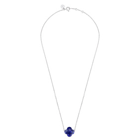 Collier Morganne Bello Or Blanc Lapis Lazuli Trèfle