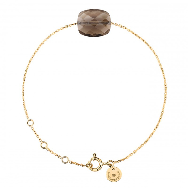 Bracelet Morganne Bello Or Jaune Quartz Fumé Coussin