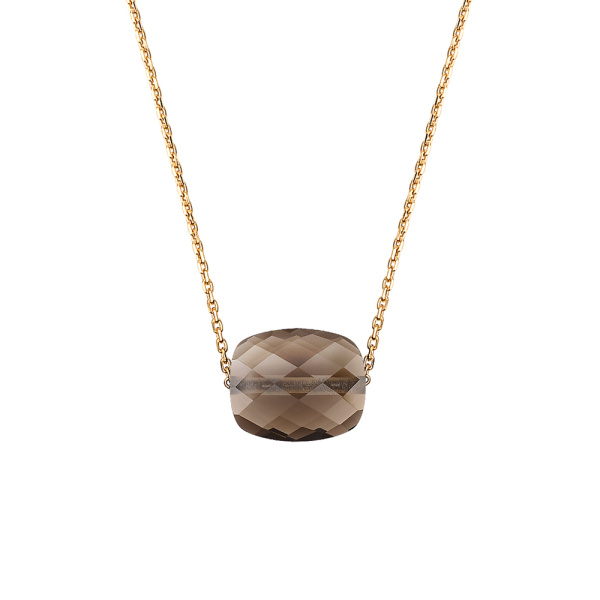 Collier Morganne Bello Or Jaune Quartz Fumé Coussin