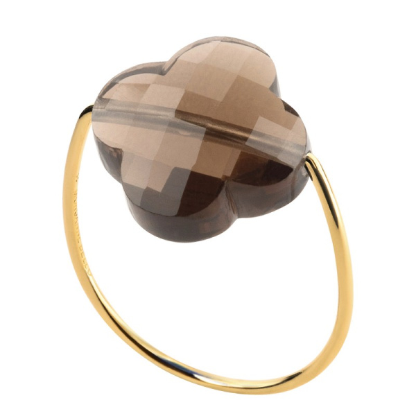Bague Morganne Bello Or Jaune Quartz Fumé Trèfle
