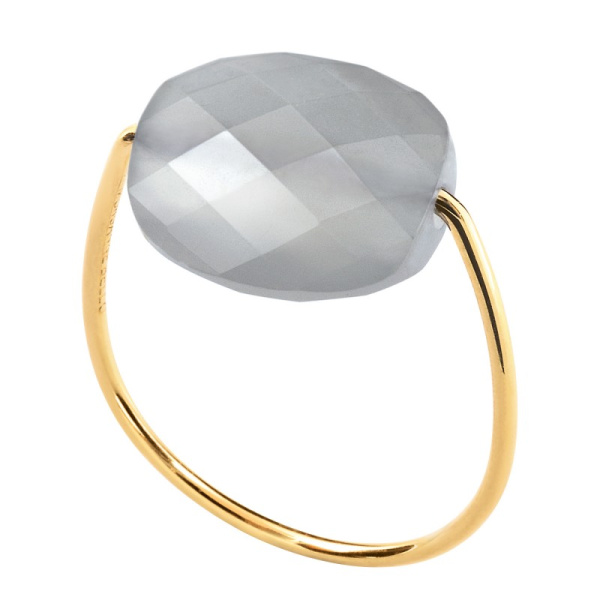 Bague Morganne Bello Or Jaune Pierre de Lune Grise Coussin