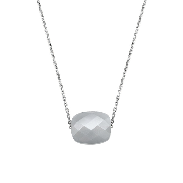 Collier Morganne Bello Or Blanc Pierre de Lune Grise Coussin
