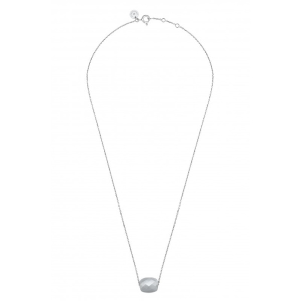 Collier Morganne Bello Or Blanc Pierre de Lune Grise Coussin