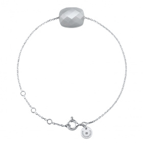 Bracelet Morganne Bello Or Blanc Pierre de Lune Grise Coussin