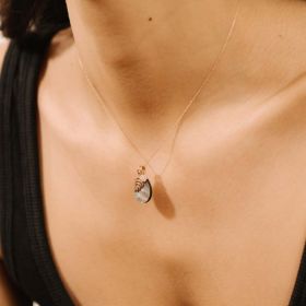 Pendentif Ginette NY Mini Bliss Black Mop Charm Or Rose