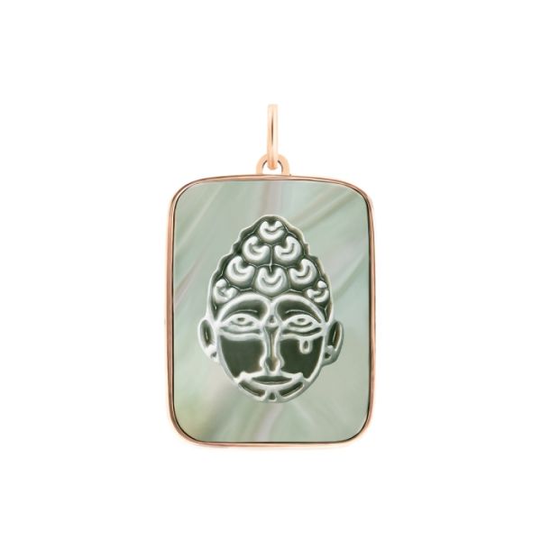 Pendentif Ginette NY Bliss Black Mop Buddha Charm Or Rose