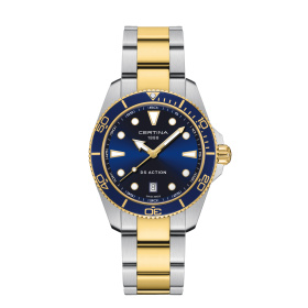 Montre Certina DS Action 40mm  Cadran BleuBracelet Acier inoxydable 316L,Aluminium,Super-LumiNova
