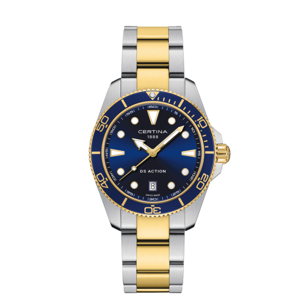 Montre Certina DS Action 40mm  Cadran BleuBracelet Acier inoxydable 316L,Aluminium,Super-LumiNova