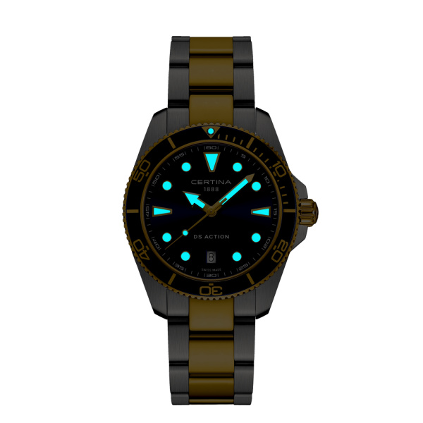 Montre Certina DS Action 40mm  Cadran BleuBracelet Acier inoxydable 316L,Aluminium,Super-LumiNova