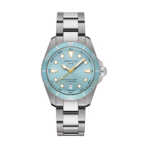 Montre Certina DS Action 40mm  Cadran Bleu clairBracelet Titane,Aluminium,Super-LumiNova