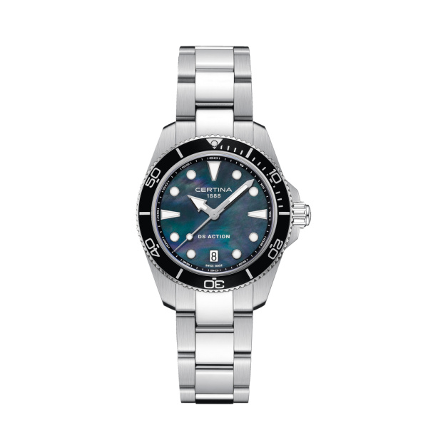 Montre Certina DS Action 34.5mm  Cadran NacreBracelet Acier inoxydable 316L,Aluminium,Super-LumiNova