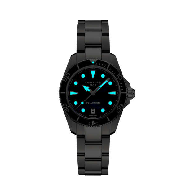 Montre Certina DS Action 34.5mm  Cadran NacreBracelet Acier inoxydable 316L,Aluminium,Super-LumiNova