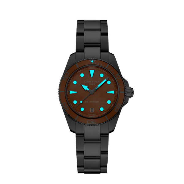 Montre Certina DS Action 34.5mm  Cadran NacreBracelet Acier inoxydable 316L,Aluminium,Super-LumiNova
