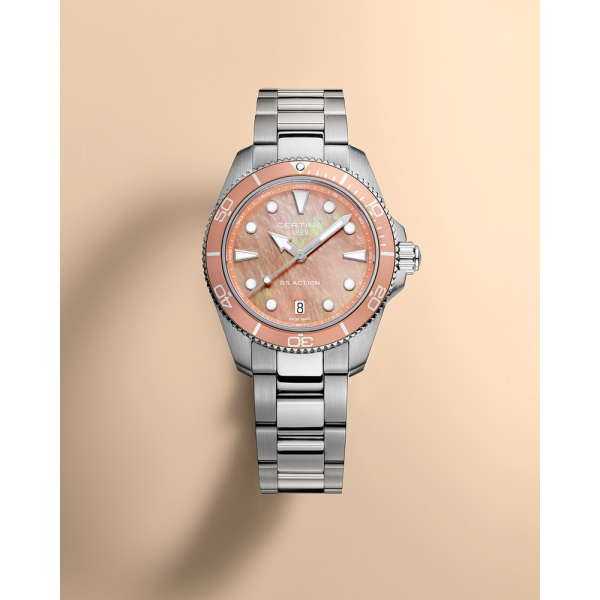 Montre Certina DS Action 34.5mm  Cadran NacreBracelet Acier inoxydable 316L,Aluminium,Super-LumiNova