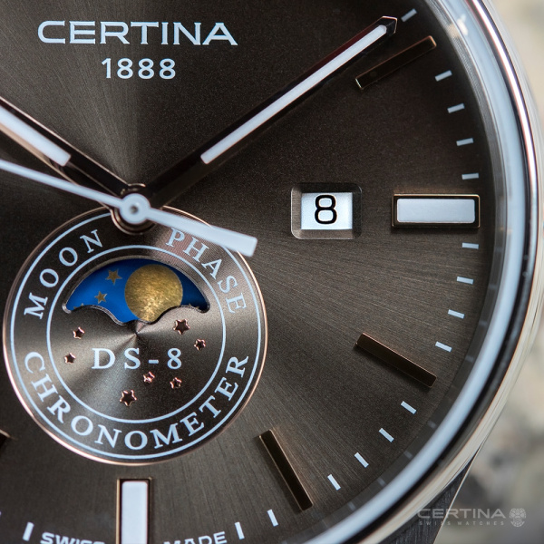 Montre Certina DS-8 Moon Phase Quartz Cadran Gris