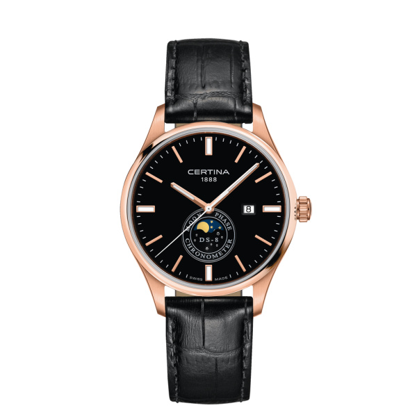 Montre Certina DS-8 Moon Phase Quartz Cadran Noir