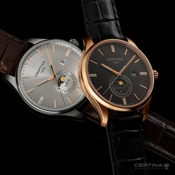 Montre Certina DS-8 Moon Phase Quartz Cadran Noir