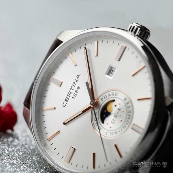 Montre Certina DS-8 Moon Phase Quartz Cadran Noir