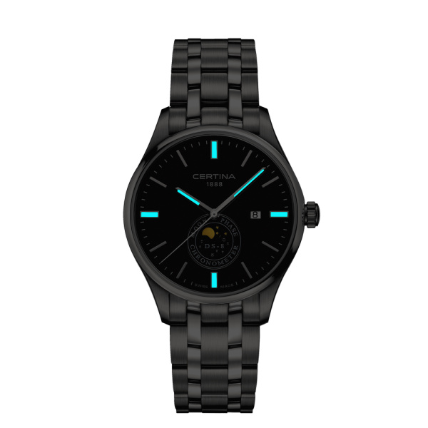 Montre Certina DS-8 Moon Phase Quartz Cadran Noir