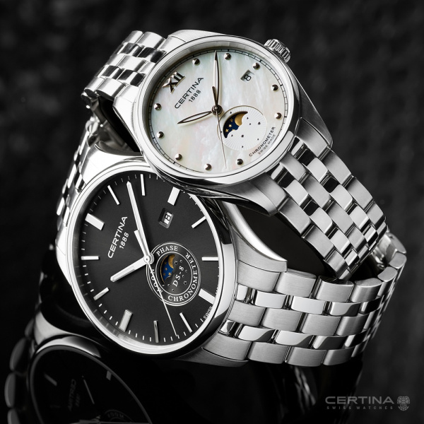 Montre Certina DS-8 Moon Phase Quartz Cadran Noir