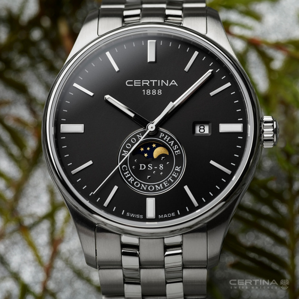 Montre Certina DS-8 Moon Phase Quartz Cadran Noir