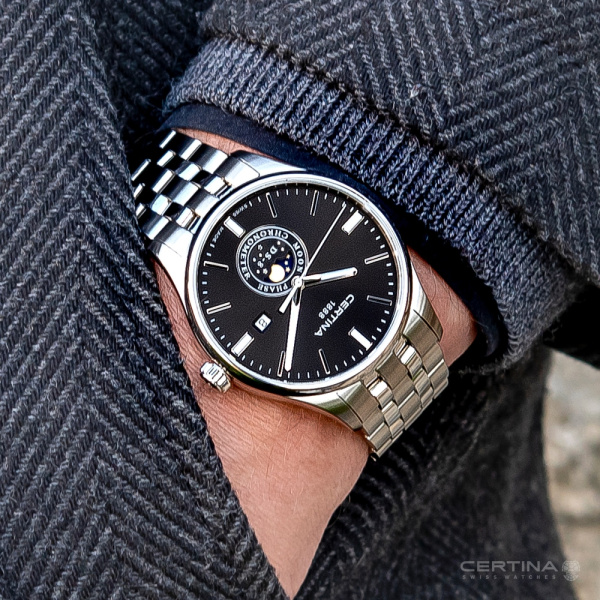 Montre Certina DS-8 Moon Phase Quartz Cadran Noir
