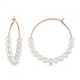 Boucles d'oreilles Ginette NY Maria Pearl Hoops Or Rose