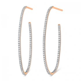 Boucles d'oreilles Ginette NY Large Ellipse Diamond Hoops Or Rose