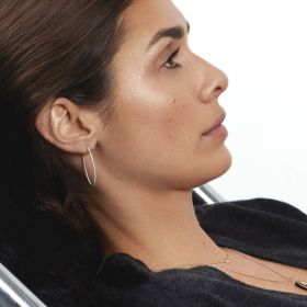 Boucles d'oreilles Ginette NY Large Ellipse Diamond Hoops Or Rose