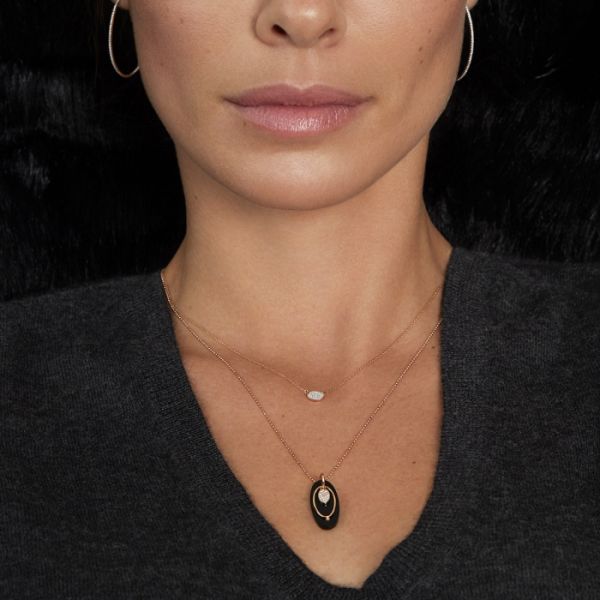 Boucles d'oreilles Ginette NY Large Ellipse Diamond Hoops Or Rose