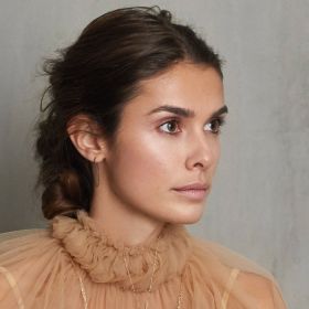 Boucles d'oreilles Ginette NY Large Ellipse Black Diamond Hoops Or Rose