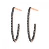 Boucles d'oreilles Ginette NY Ellipse Black Diamond Hoops Or Rose