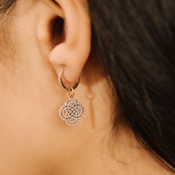 Boucles d'oreilles Ginette NY Be Mine Diamond Hoops Or Rose