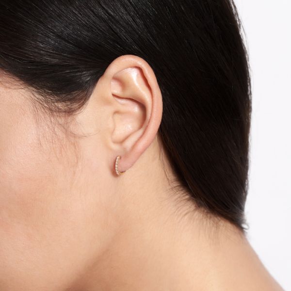Boucle d'oreille Ginette NY Be Mine Solo Diamond Hoop Or Rose