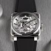 Montre BELL & ROSSBR-03 Skeleton Grey Steel 41mm Bracelet Caoutchouc 