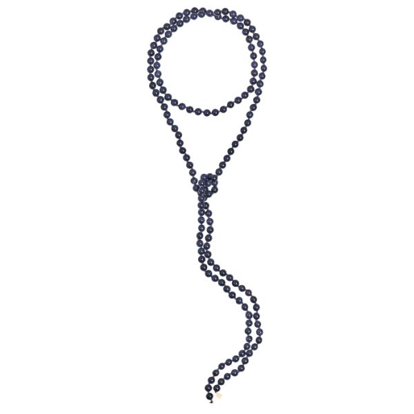 Ginette NY Blue Sandstone Bead Sautoir Or Rose