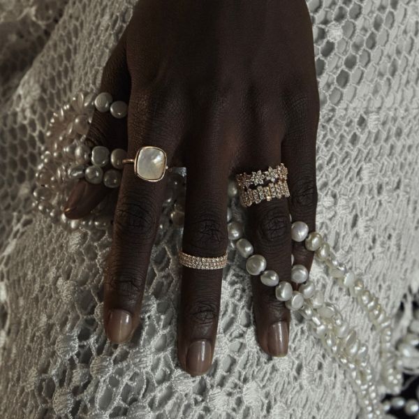 Ginette NY Be Mine Diamond Strip Large Band Or Rose