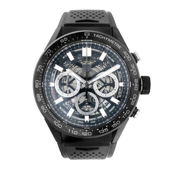 Montre Occasion Tag Heuer Carrera Boitier Carbone Bracelet Caoutchouc